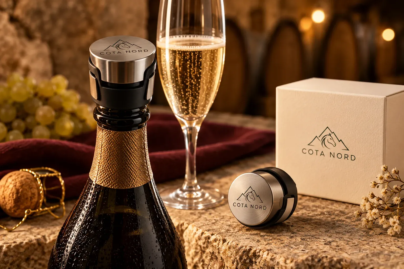 Tap reutilitzable per a una ampolla de cava