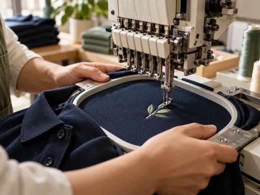 Màquina de brodar personalitzant una peça de treball