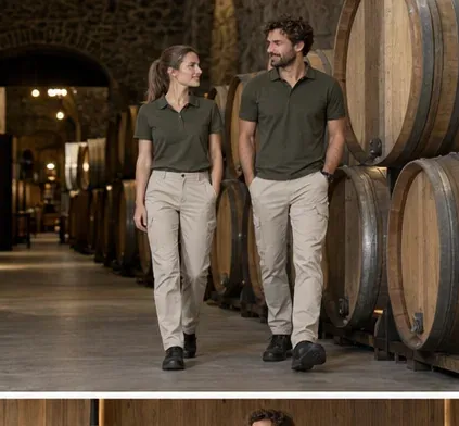 Celler en moviment: Polo de treball · pantaló funcional · capa lleugera · Cellers i Enoturisme