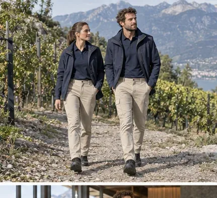 Visita i vinya: Camisa cuidada · pantaló coordinat · capa exterior tècnica · Cellers i Enoturisme
